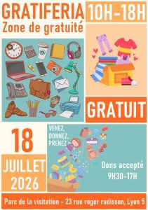 Visuel de l’événement Gratiféria à Lyon, Samedi 18 Juillet