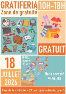 Visuel de l’événement Gratiféria à Lyon, Samedi 18 Juillet
