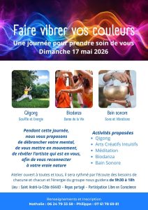 Visuel de l’événement FAIRE VIBRER VOS COULEURS à Mornant, Dimanche 17 Mai