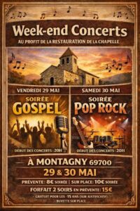 Visuel de l’événement Week-end Concerts à Montagny, Du 29 au 30 mai 2026