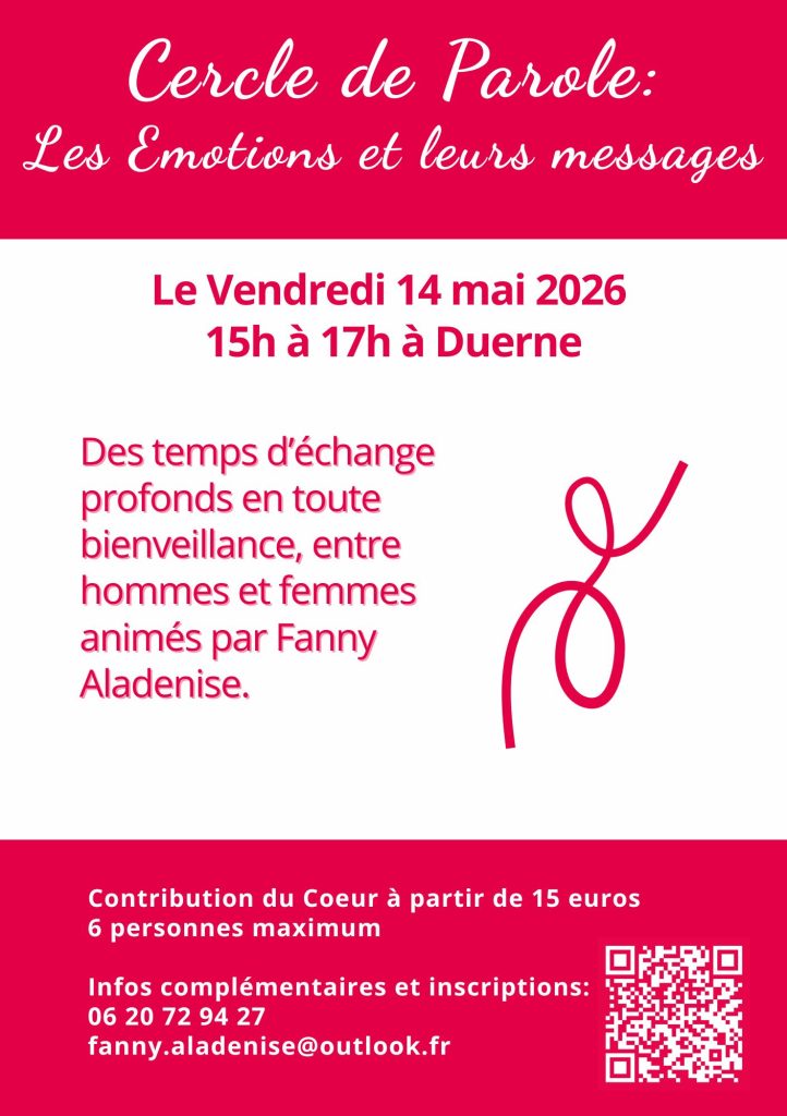 Visuel de l’événement Cercle de Parole: Les émotions et leurs Messages à Duerne, Vendredi 15 Mai