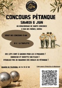 Affiche de l'événement Concours de pétanque des classes en 6