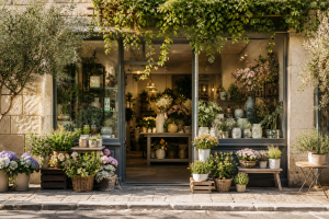 Commerce local avec vitrine fleurie dans l’Ouest lyonnais - exemple Bon Plan