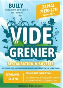 Visuel de l’événement Grande Brocante annuelle du Sou Des Ecoles à Bully, Dimanche 24 Mai