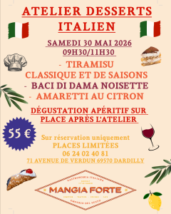 Visuel de l’événement Atelier desserts italiens à Dardilly, Vendredi 29 Mai