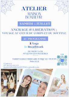 Visuel de l’événement Ancrage & Libération 🌱💕 Voyage au coeur du Corps et du Souffle à Lentilly, Samedi 4 Juillet