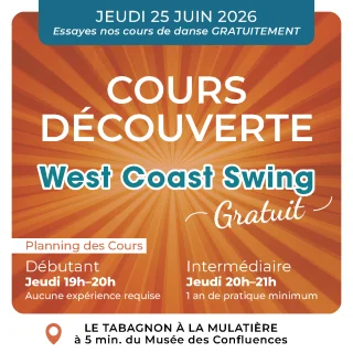Visuel de l’événement Cours découverte West Coast Swing / Portes ouvertes à La Mulatière, Jeudi 10 Septembre